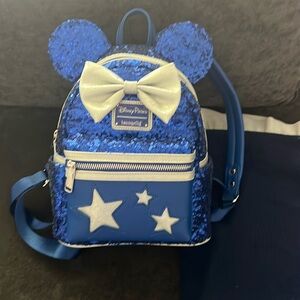 💖NWOT Disney Parks Loungefly Sequined Mini Backpack Wishes Come True Blue